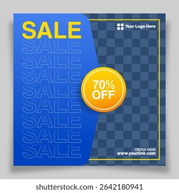 Bold blue sale flyer with modern style. Ideal for digital ads, social media posts, product promos, and seasonal e-commerce campaigns.
