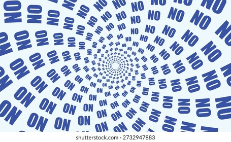 Bold blue “NO” spiral symbolizing refusal, protest, and strong boundaries ideal for editorial and concept designs.