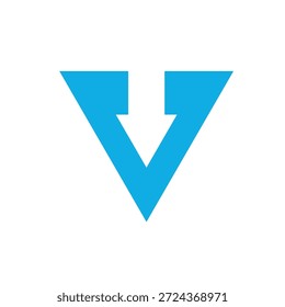 Diseño geométrico minimalista del logotipo de V azul audaz para la marca y la identidad modernas.