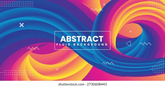 Fondo abstracto de onda fluida azul, amarillo y rosa audaz, formas 3D dinámicas, arte digital moderno para la expresión creativa y el Diseño web.