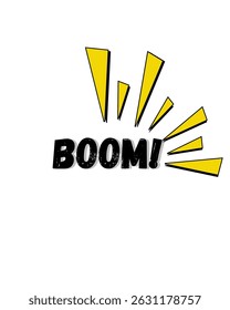 Design gráfico arrojado "BOOM!" para impacto.