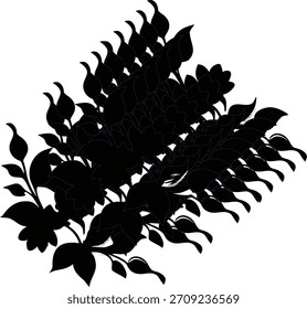 Fette botanische Silhouette von Blattzweigen