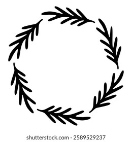 Bold branch rounded wreath frame vector element