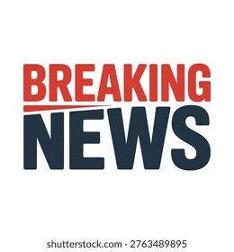 Bold breaking news graphic with red and blue typography on a white background