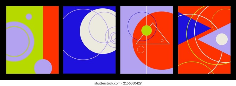Bold bright colors in abstract background vector templates with abstract geometric pattern, set of modern art abstract designs