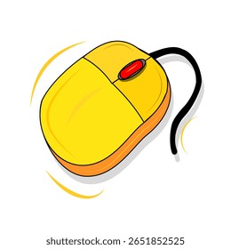 A bold and bright computer mouse vector illustration. Simple yet effective for tech icons, web UI UX, gadget ads, and digital communication themes.