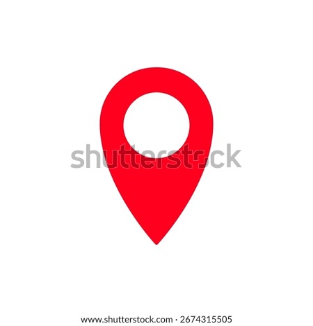 A bold, bright red location pin icon used for maps, navigation, or geolocation purposes.