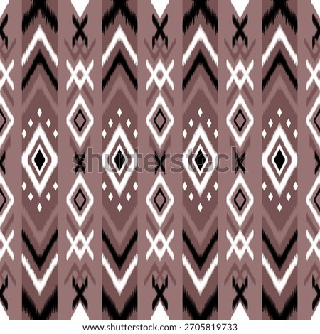 Bold brown and black vertical ikat pattern with striking geometric diamonds and handcrafted woven texture. Ideal for fabric, wallpaper, home décor, fashion prints, and digital use.