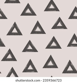Bold brush drawn irregular triangles pattern. Seamless abstract geometric grunge background. Trendy modern contemporary design.