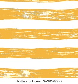 Bold Brush freehand stripes seamless pattern. Pencil hatching Rough edge ink lines print. Repeated horizontal strokes summer vibes wallpaper. Simple classic geometric motif. Vector abstract background