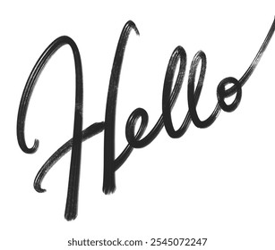 Bold brush hand drawn black word Hello isolated. Creative trendy lettering. Vector typography element for fabric prints, textiles, packaging, postcard, banner, blog, invitation, t-shirt, poster Eps 10