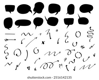Bold brush Hand drawn doodle style collection. Hand drawn arrow doodle icons vector set.