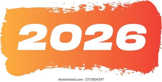 Bold brush stroke with the year 2026 in white text