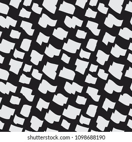 Bold brush strokes or marker trace paint lines seamless vector pattern. Creative abstract background. Simple graphic elements. Retro texture in black and white.