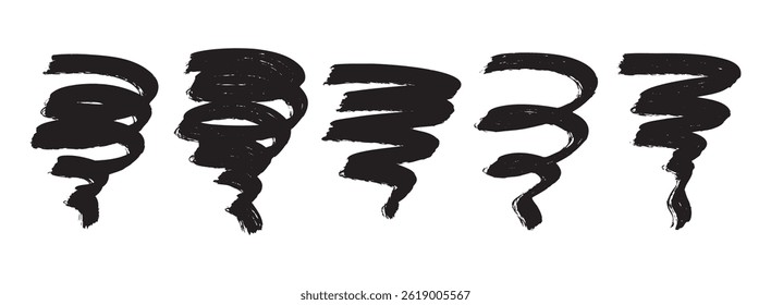 bold brush strokes set. Confetti hand drawn bold squiggles. trendy basic curly lines, festive confetti strokes for party. Vector illustration