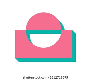 Bold brutalist geometric shape. Abstract figure with minimal form and shadow. Modern icon with geometric elements, y2k aesthetic, ideal for contemporary graphic applications.