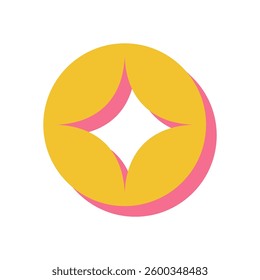 Bold Brutalist Star Icon. Abstract shape with playful elements and modern figure. Geometric icon with flat style, Y2K aesthetics, and graphic appeal, suitable for various creative projects.