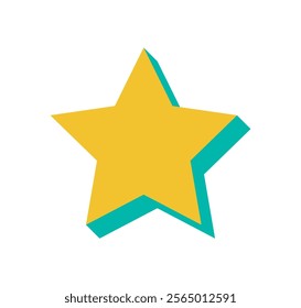Bold brutalist star icon. Geometric abstract shape with flat design. Unique element with shadow, modern style, and y2k aesthetic. Ideal for creative projects and graphic applications.