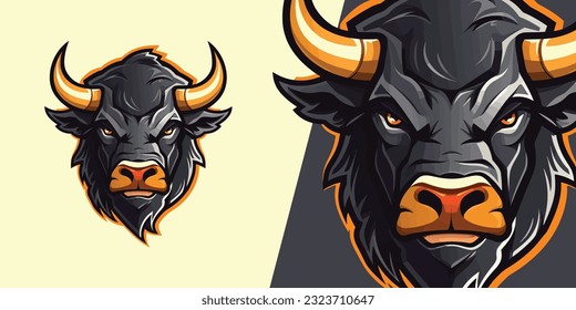 Mascota del logotipo de la cabeza de toro audaz: Impactante gráfico vectorial de ilustración para equipos deportivos y deportivos electrónicos