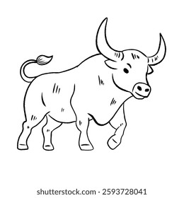 Bold Bull Illustration in Standing Pose