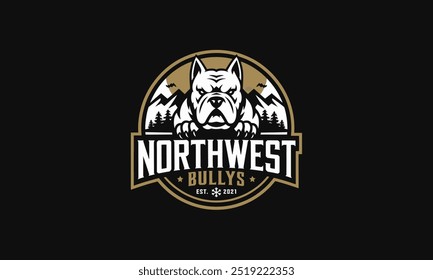 Bold bulldog mascot logo for Northwest Bullies breeders