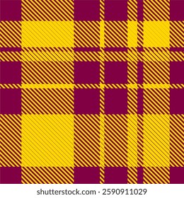Bold burgundy and gold tartan pattern with a textured weave effect. Great for fall fashion, holiday decor, and festive packaging. Seamless and vibrant.