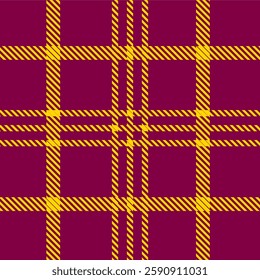 Bold burgundy and gold tartan pattern with a textured weave effect. Great for fall fashion, holiday decor, and festive packaging. Seamless and vibrant.