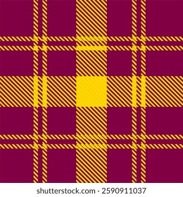 Bold burgundy and gold tartan pattern with a textured weave effect. Great for fall fashion, holiday decor, and festive packaging. Seamless and vibrant.