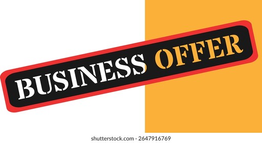 Bold business offer Stamp with red border on split background