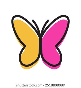 A bold butterfly outline icon with a modern twist, featuring sharp angles and crisp lines. This vector is ideal for striking logo designs and contemporary nature-themed branding projects