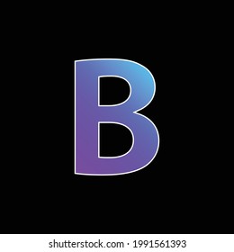 Bold Button Of Letter B Symbol blue gradient vector icon