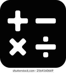 Bold calculator icon with mathematical symbols, representing calculation and finance. Ideal for projects related to mathematics, accounting, and education