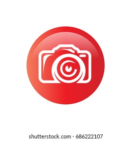 bold camera icon within a circle, icon design, isolated on white background. 