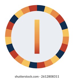 Bold CAPITAL Letter I in Orange Gradient on a Light Gray Background, Surrounded by a Multicolored Circular Frame