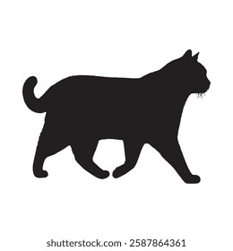 Bold Cat Silhouette - High-Resolution Cat Illustration Design
