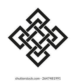 Bold Celtic knot. Abstract symbolic form. Intertwined linear element. Vector decorative illustration.