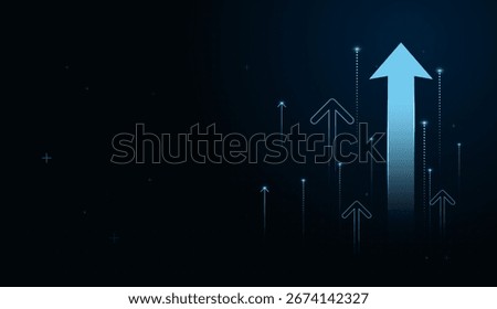 A bold central arrow rises above smaller arrows, symbolizing strong leadership, progress, and collective growth toward success. with blue arrows lines forward vector illustration
