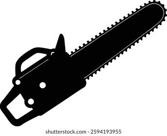 A bold chainsaw silhouette vector illustration, perfect for logos, icons, and industrial designs. Ideal for forestry, carpentry, and horror themes, this high-quality graphic suits print, digital, 