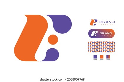 Bold Chat Bubble icon Logo using letter E for social media, fashion, trendy, creative, art, artist, health care related business with color pattern using colours Blue, Orange and gradient for branding