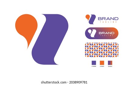 Icono de negrita Chat Bubble Logotipo con letra N para medios sociales, moda, moda, moda, moda, creativo, arte, artista, negocios relacionados con la atención de la salud con patrón de color usando colores Azul, naranja y gradiente para marca