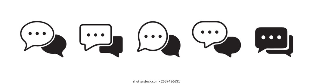 Bold Chat Bubble Icons – Solid and Outline Speech Bubble Set for Communication and Messaging UI