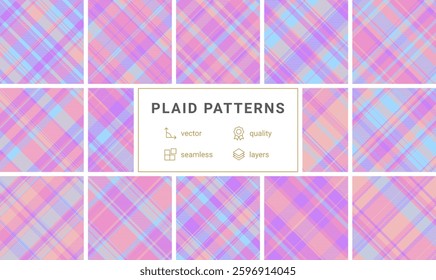 Bold check patterns with stripes and textured backgrounds. A perfect collection for Scottish or English themed textile and clothing projects.