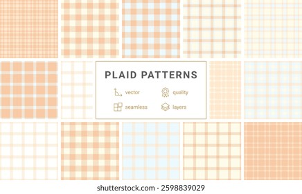 Bold check patterns with stripes and textured backgrounds. A perfect collection for Scottish or English themed textile and clothing projects.