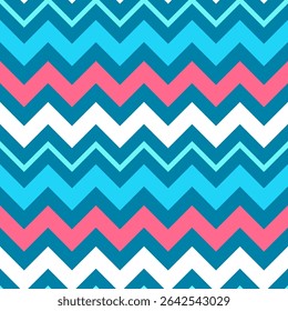 Bold Chevron Pattern in Pink, Blue, and Navy for Modern Geometric Backgrounds and Stylish Textile Design