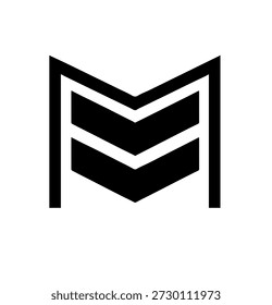 Bold Chevron Rank Insignia Vector Icon, Stylized Letter M Logo Mark for Military Achievement, Corporate Progress, and Modern Brand Identity Design