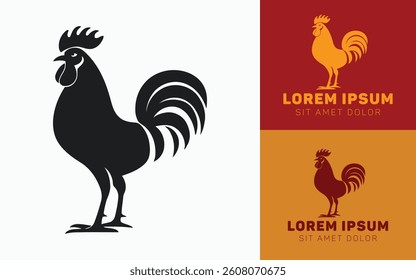 Bold Chicken Head Silhouette Logo in Black and White