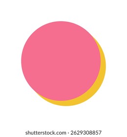 Bold circle form abstract. Minimal shape element with shadow. Modern icon in flat style, featuring brutalist geometry. Suitable for contemporary projects and y2k aesthetics.