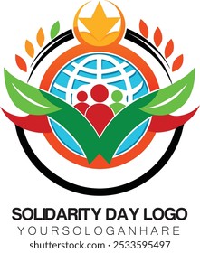 A bold, circular logo with interlocking hands in diverse skin tones forming a unity symbol. The vibrant colors represent diversity, strength, and togetherness for Solidarity Day.
