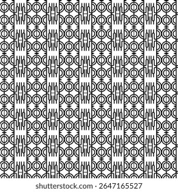 Padrão étnico circular e vertical em preto e branco, com simetria inspirada em tribais para têxteis, moda e decoração. Tribal, Simetria, Padrão, Étnica, e Boldline incluído.
