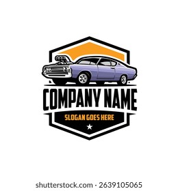 Bold classic american muscle car emblem logo vector isolated